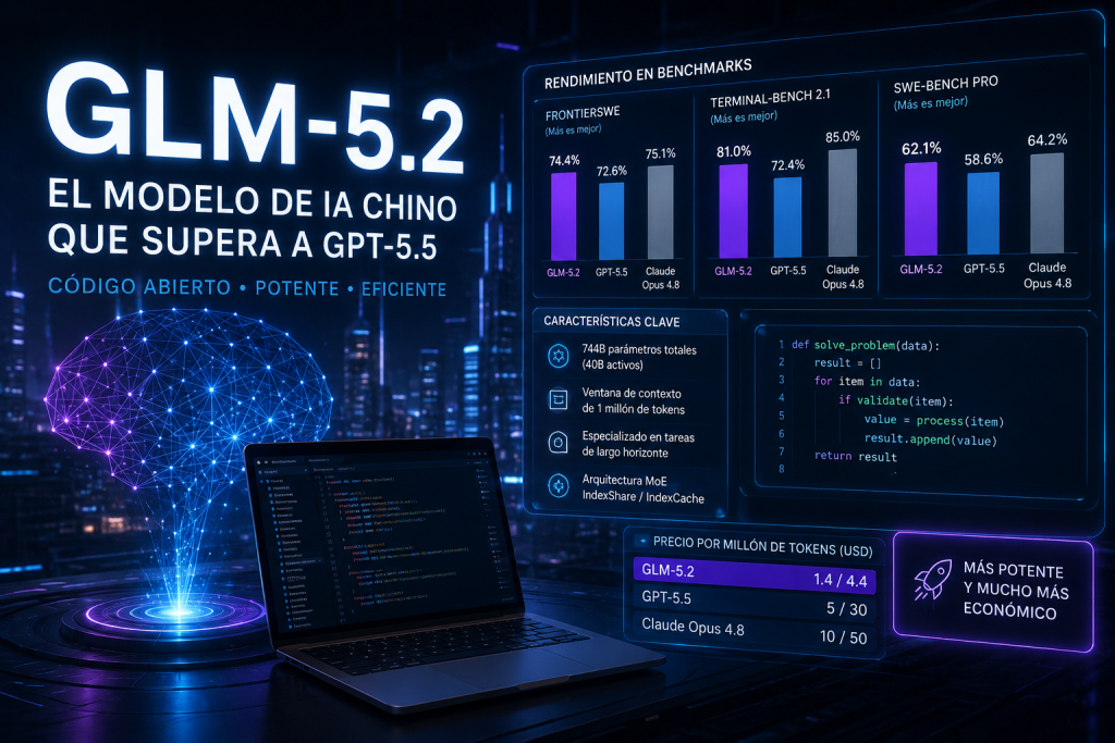 GLM-5.2: El Modelo de IA Chino que Está Desafiando a GPT-5.5, Claude Opus 4.8 y Gemini GLM-5.2